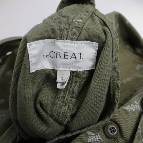 THE GREAT. The Easy Overall Jumpsuit Sprig Print Green XS - Picture 9 of 11
